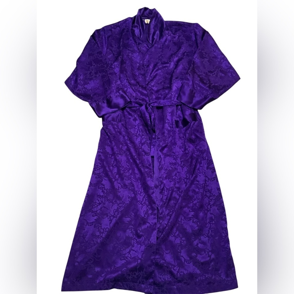 Vintage Victoria secret gold label Elegant Purple Satin glam robe